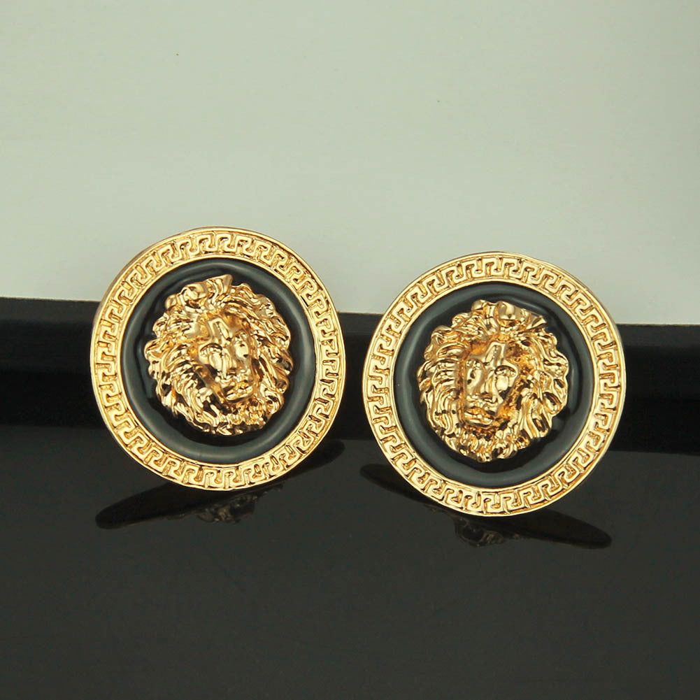 Women's Profile Fashion Quality Alloy Lion's Head Earrings