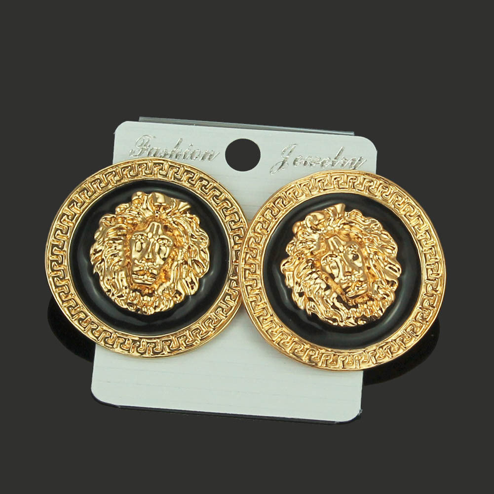 Women's Profile Fashion Quality Alloy Lion's Head Earrings