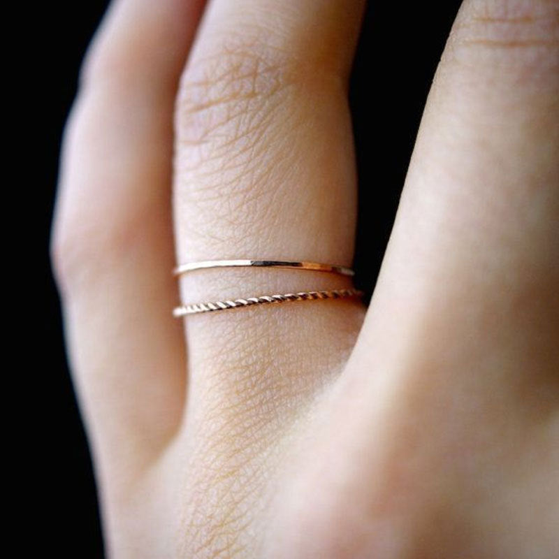 Women's Metal Electroplated Twist Geometric Set Simple Graceful Rings