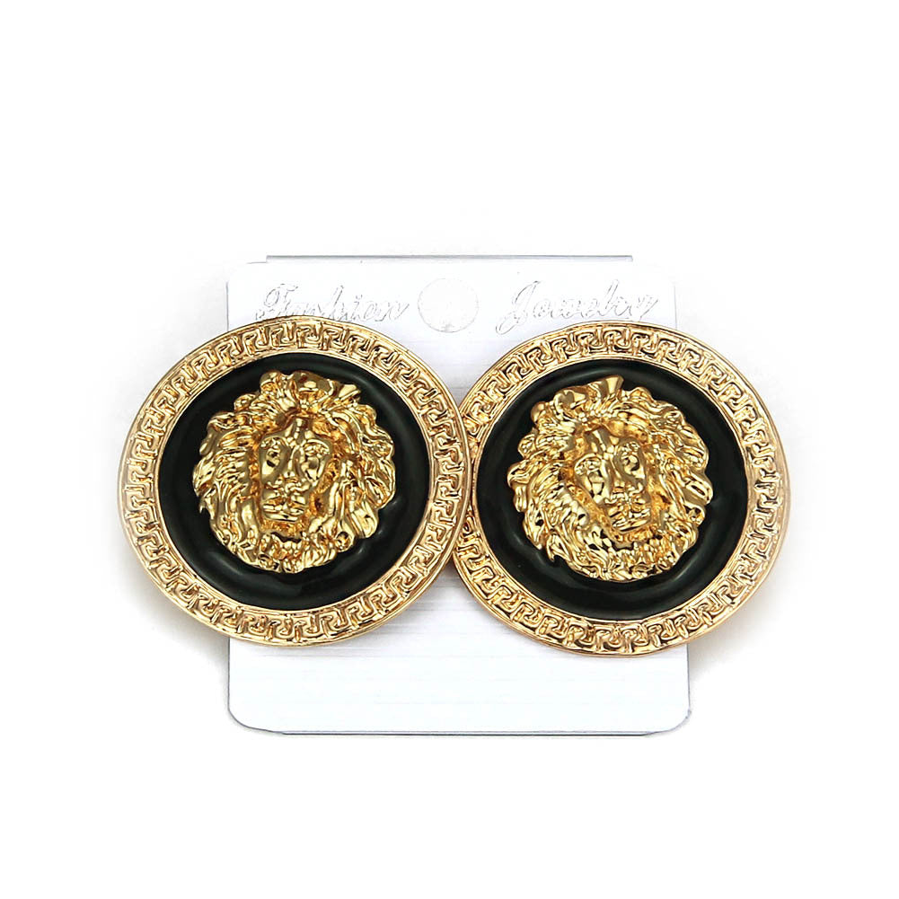 Women's Profile Fashion Quality Alloy Lion's Head Earrings