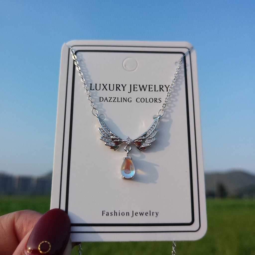 Women's Wings Moonstone Clavicle Chain Temperament Wild Necklaces