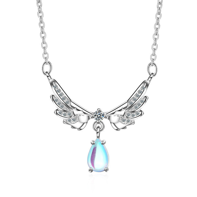 Women's Wings Moonstone Clavicle Chain Temperament Wild Necklaces