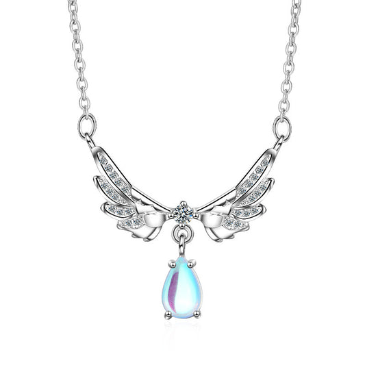 Women's Wings Moonstone Clavicle Chain Temperament Wild Necklaces