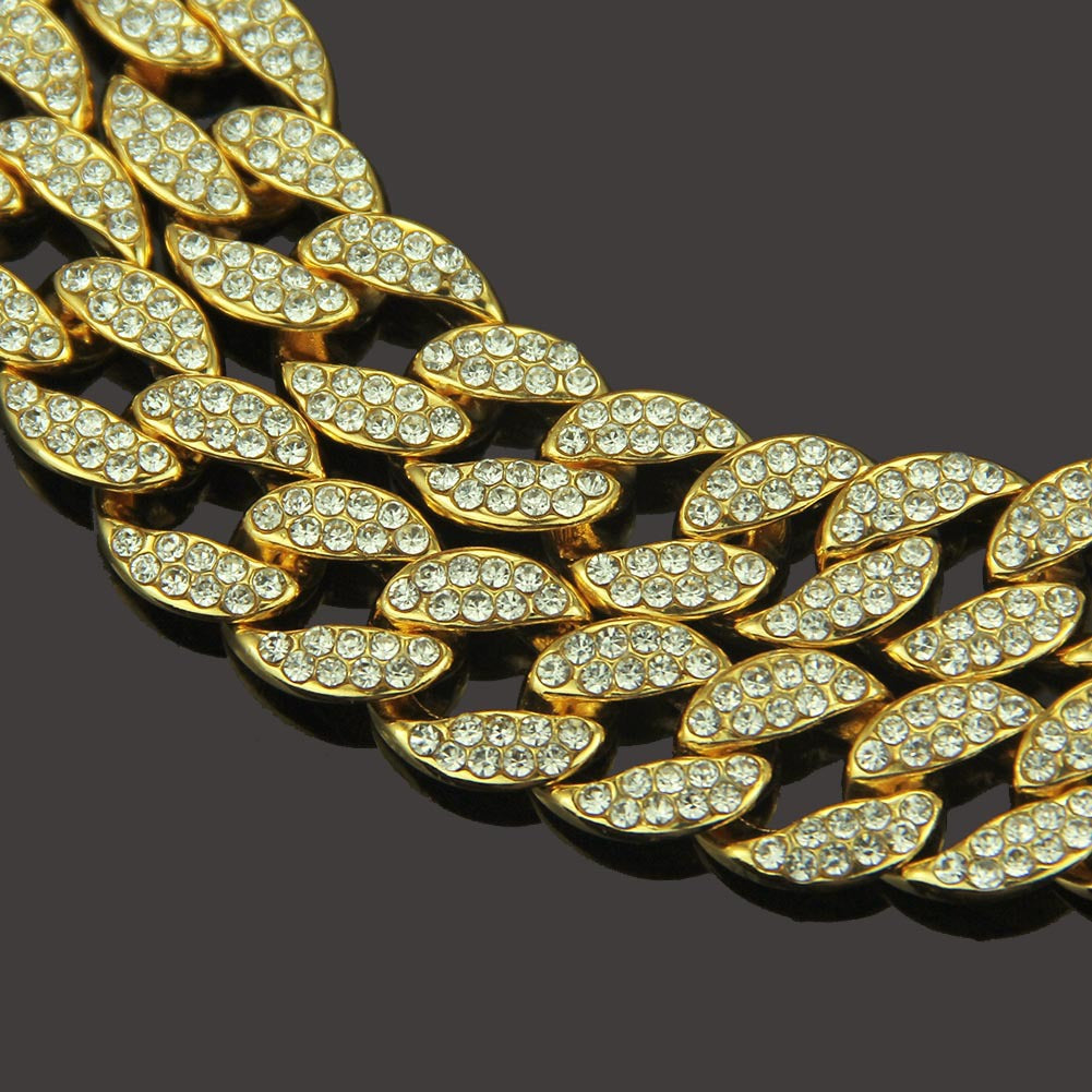 Accessoires Hop Rap pour hommes Colliers cubains pleins de diamants