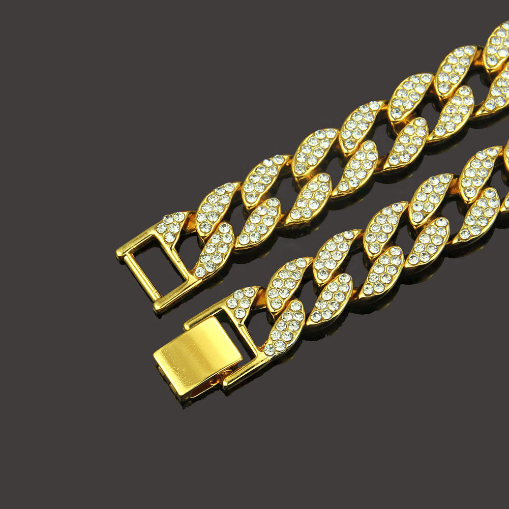 Accessoires Hop Rap pour hommes Colliers cubains pleins de diamants