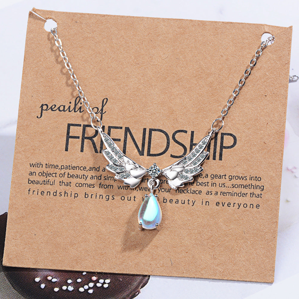 Women's Wings Moonstone Clavicle Chain Temperament Wild Necklaces