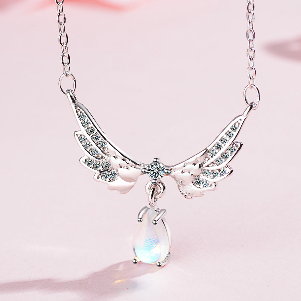 Women's Wings Moonstone Clavicle Chain Temperament Wild Necklaces