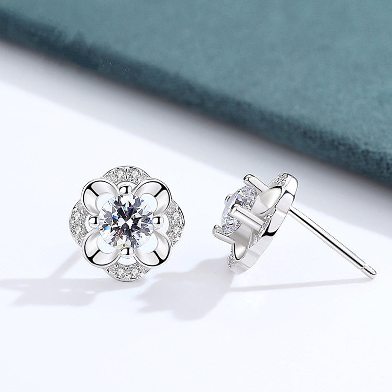 Women's Plated Preserved Fresh Flower Elegant Simple Earrings