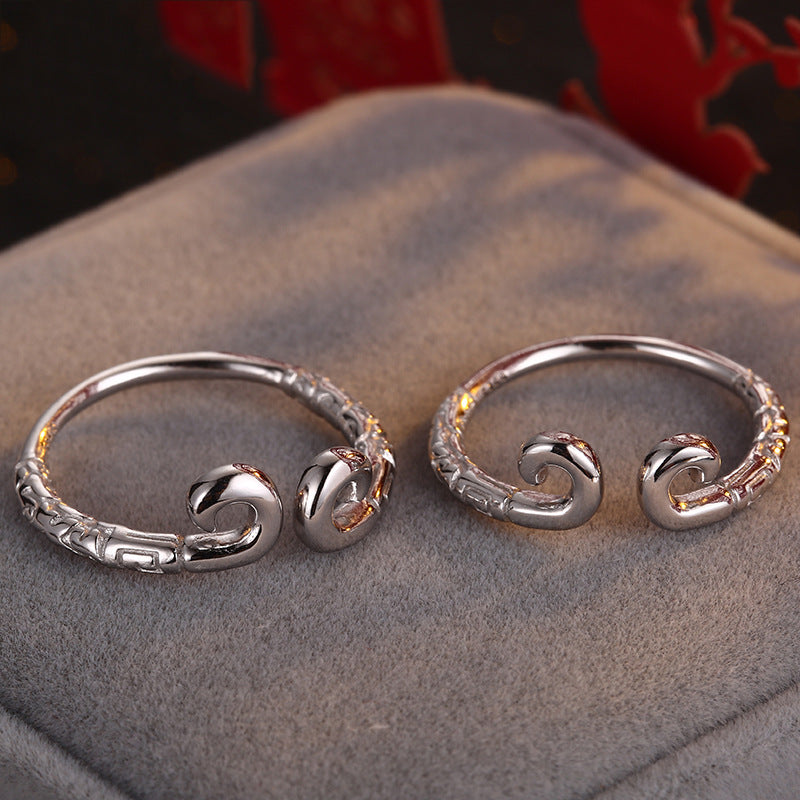 Women's & Men's & Sier Tighten Hoop One Pair Of Lovers And Simple Rings