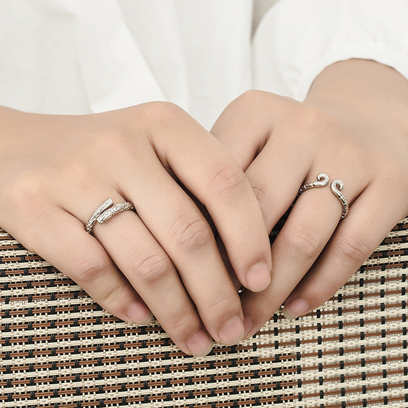 Women's & Men's & Sier Tighten Hoop One Pair Of Lovers And Simple Rings