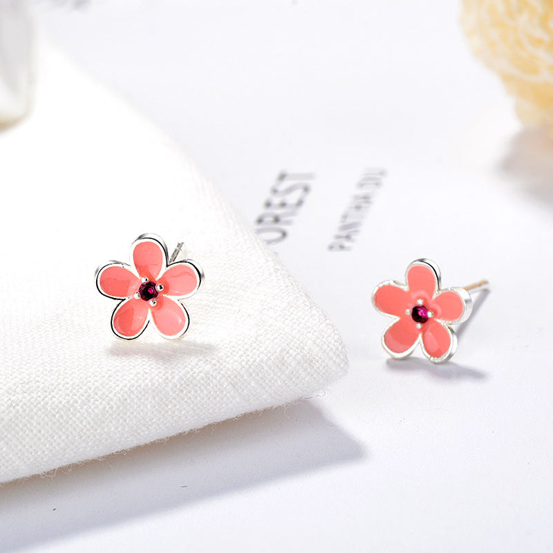 Clover Ear Mini Cute Heart Pink Earrings