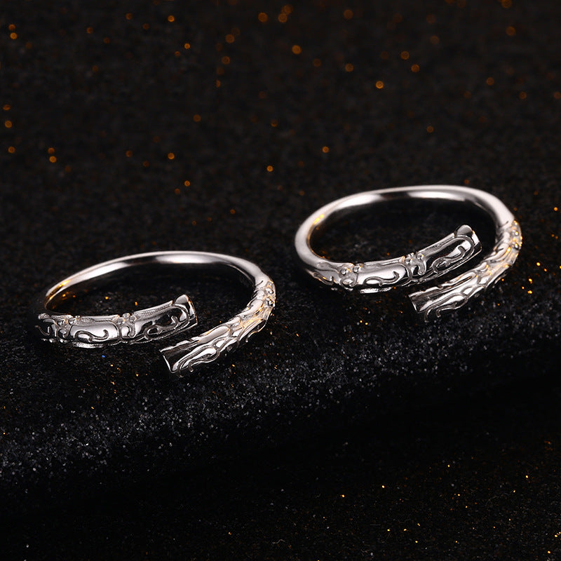 Women's & Men's & Sier Tighten Hoop One Pair Of Lovers And Simple Rings