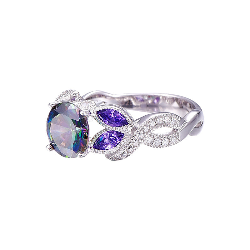 Women's Creative Colorful Water Drop Oval Zircon Rings