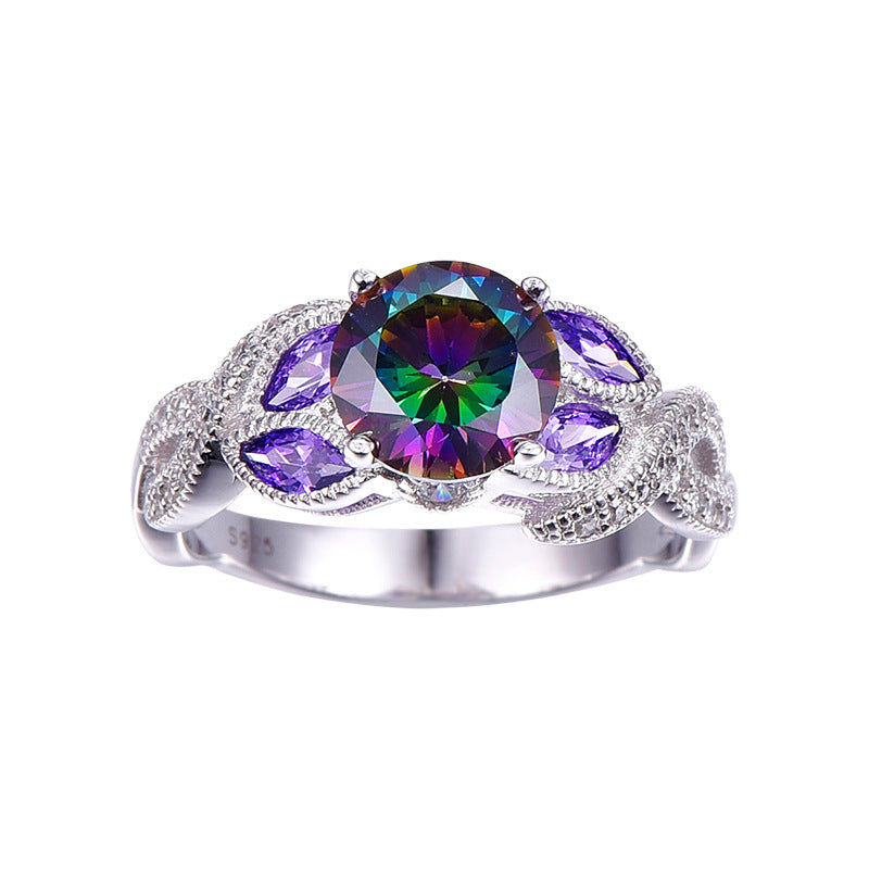 Women's Creative Colorful Water Drop Oval Zircon Rings