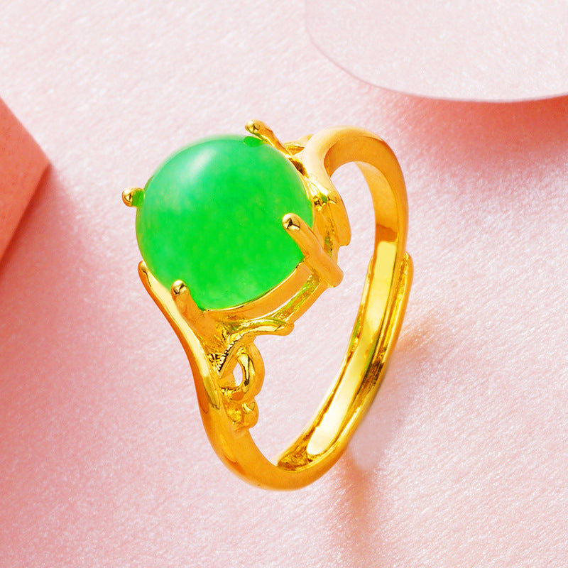 Open Female Vietnam Placer Gold Brass Gold-plated Diamond Natural Stone Rings