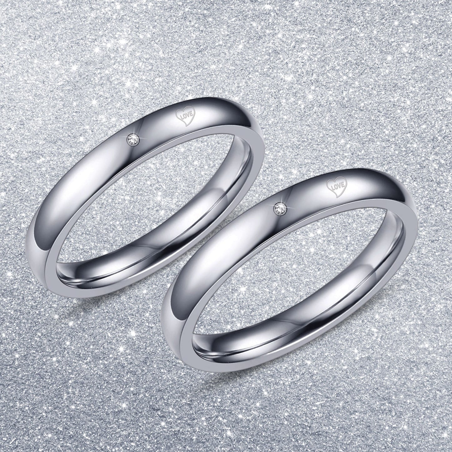 Fashion Titanium Steel Genuine Diamond Couple Rings
