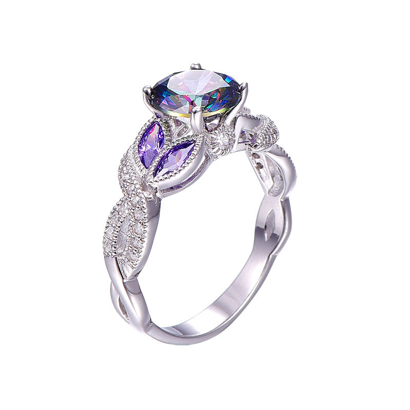 Women's Creative Colorful Water Drop Oval Zircon Rings