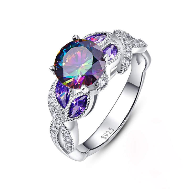 Women's Creative Colorful Water Drop Oval Zircon Rings