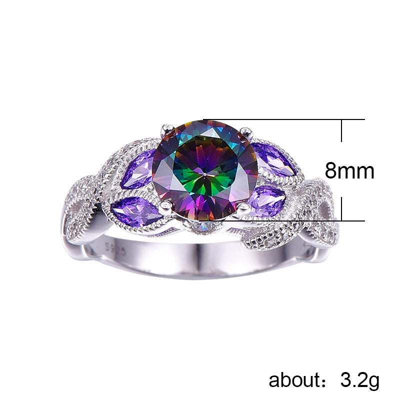 Women's Creative Colorful Water Drop Oval Zircon Rings