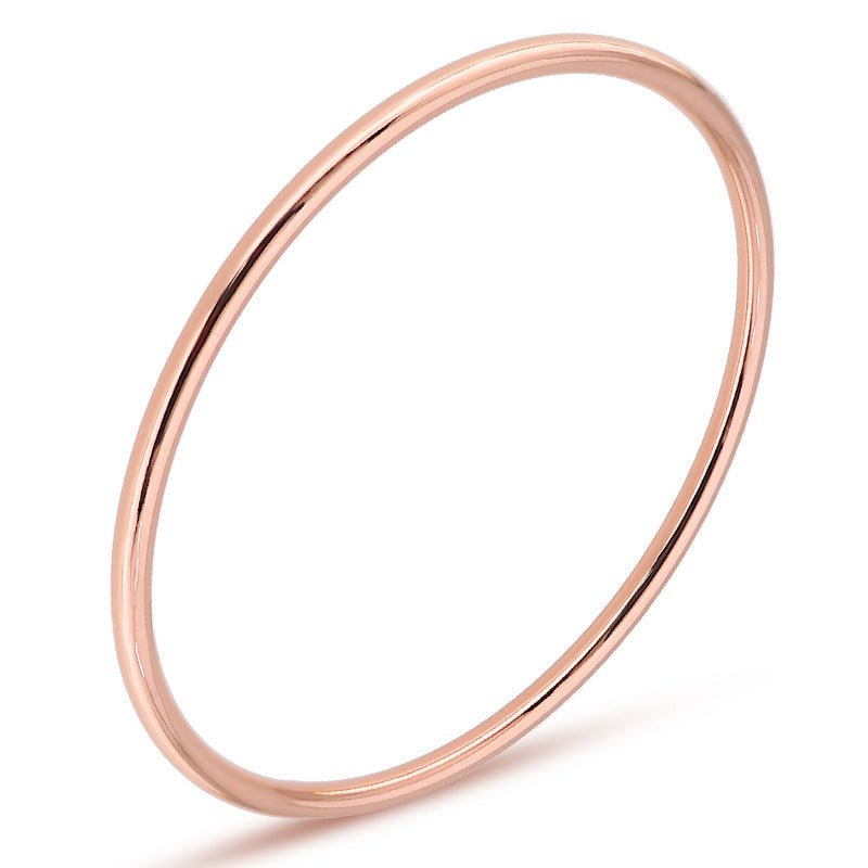 Steel Glossy Stainless Simple Colorfast Round Couple Bracelets