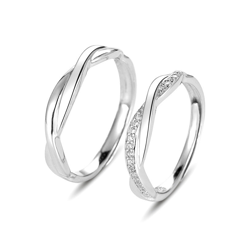 Damen & Herren & Sier Truelove Knot Paar Ringe im koreanischen Stil