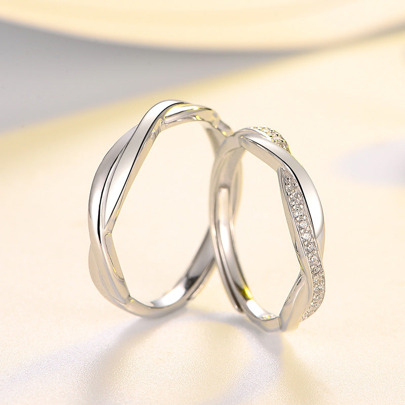 Damen & Herren & Sier Truelove Knot Paar Ringe im koreanischen Stil