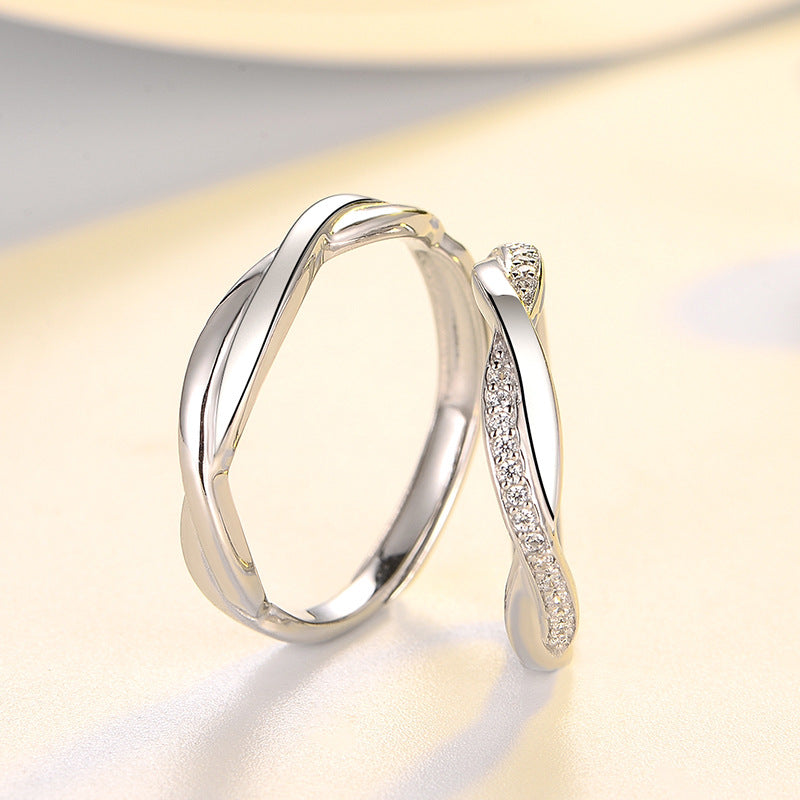 Damen & Herren & Sier Truelove Knot Paar Ringe im koreanischen Stil