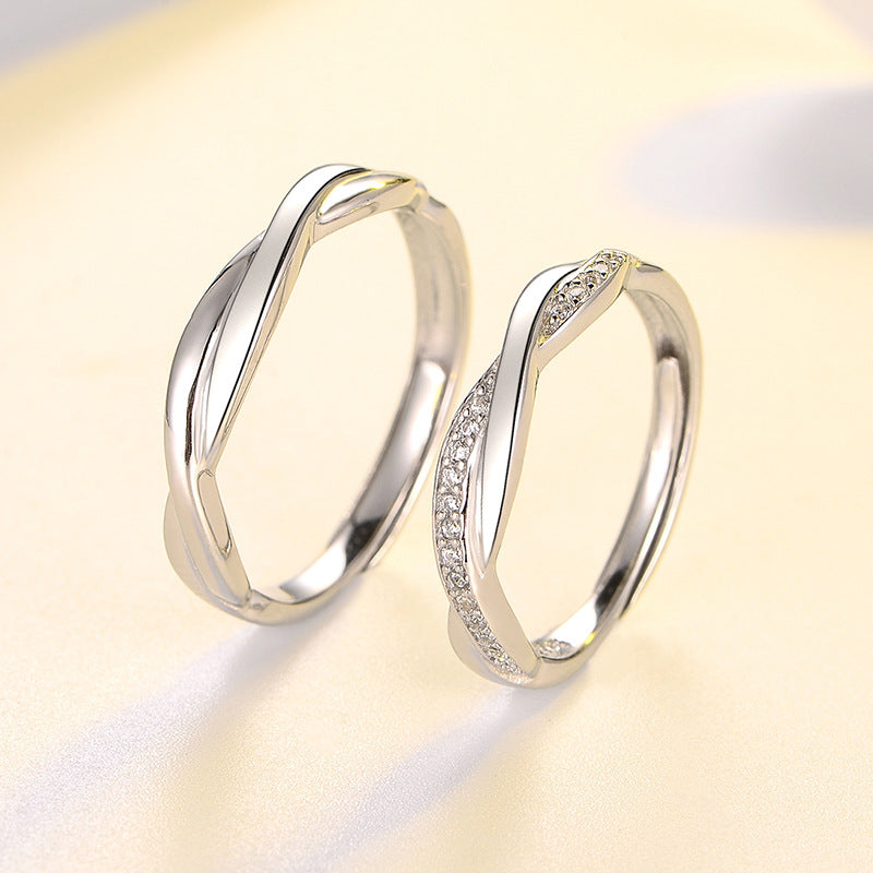 Damen & Herren & Sier Truelove Knot Paar Ringe im koreanischen Stil