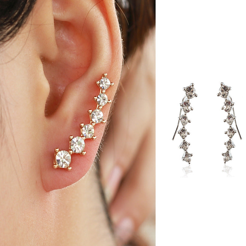 Boucles d'oreilles géométriques en pierre incrustée de mode pour femmes, dégradé complet de diamants