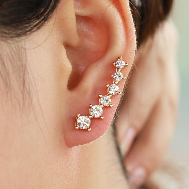 Boucles d'oreilles géométriques en pierre incrustée de mode pour femmes, dégradé complet de diamants
