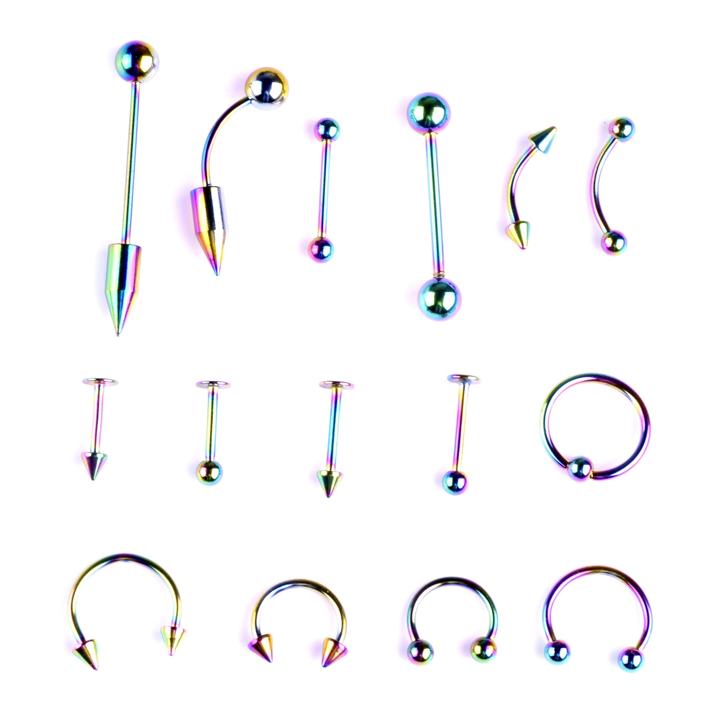 Tongue Pin Mixed Suit Stainless Steel Labret Eyebrow Nose Belly Stud Earrings