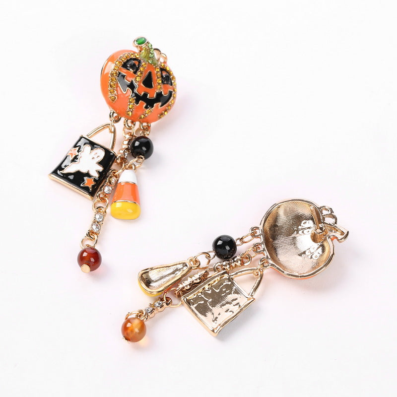 Creative Oil Dripping Pumpkin Funny Halloween Earrings