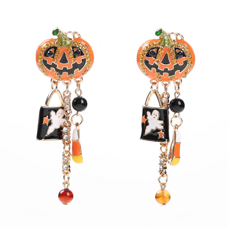 Creative Oil Dripping Pumpkin Funny Halloween Earrings