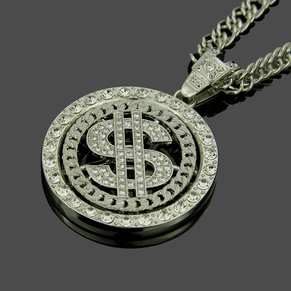 Hip Hop Cool Fashion Usd Rotating Pendant Neck Necklaces