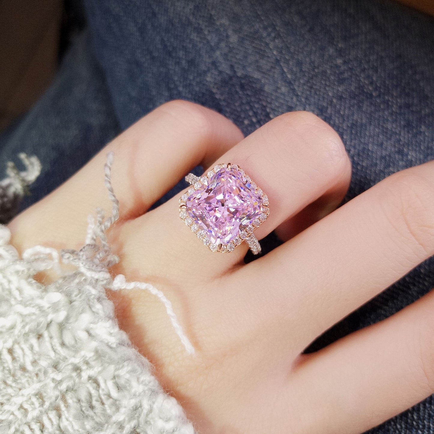Style tempérament féminin princesse boucles d'oreilles carrées en Zircon