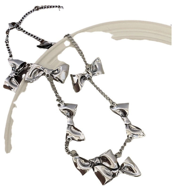 Collier avec nœud pour femme, personnalité de Niche, chaîne de clavicule douce