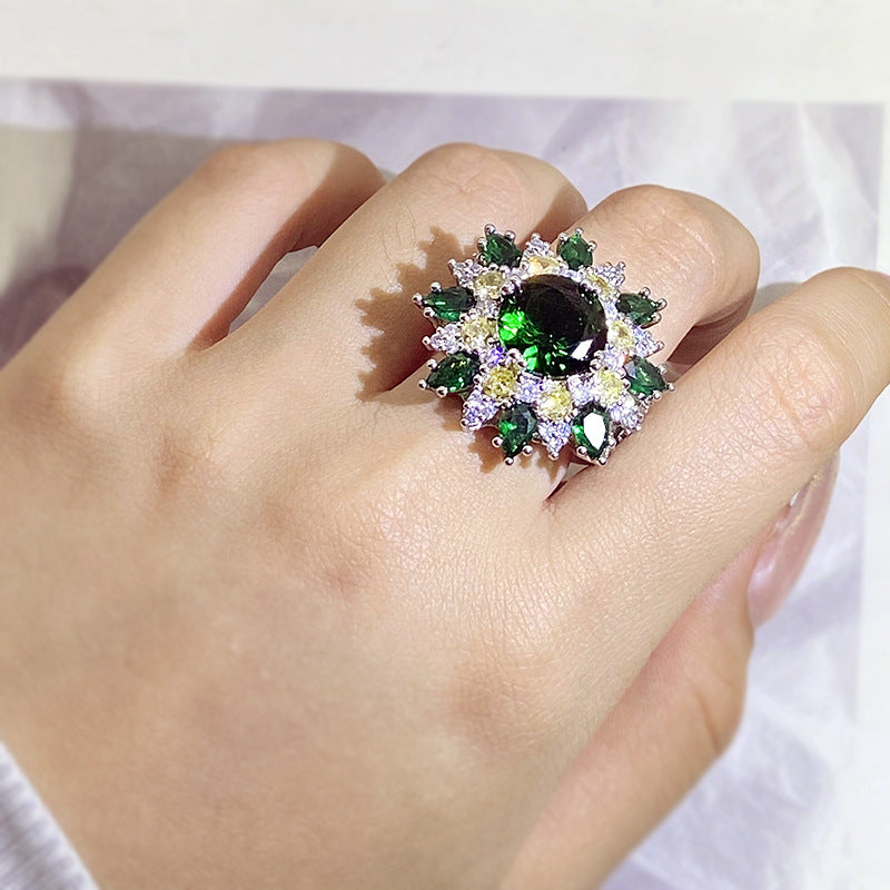 Zircon Fashion Big Personality Trendy Decorative Water Drop Rings