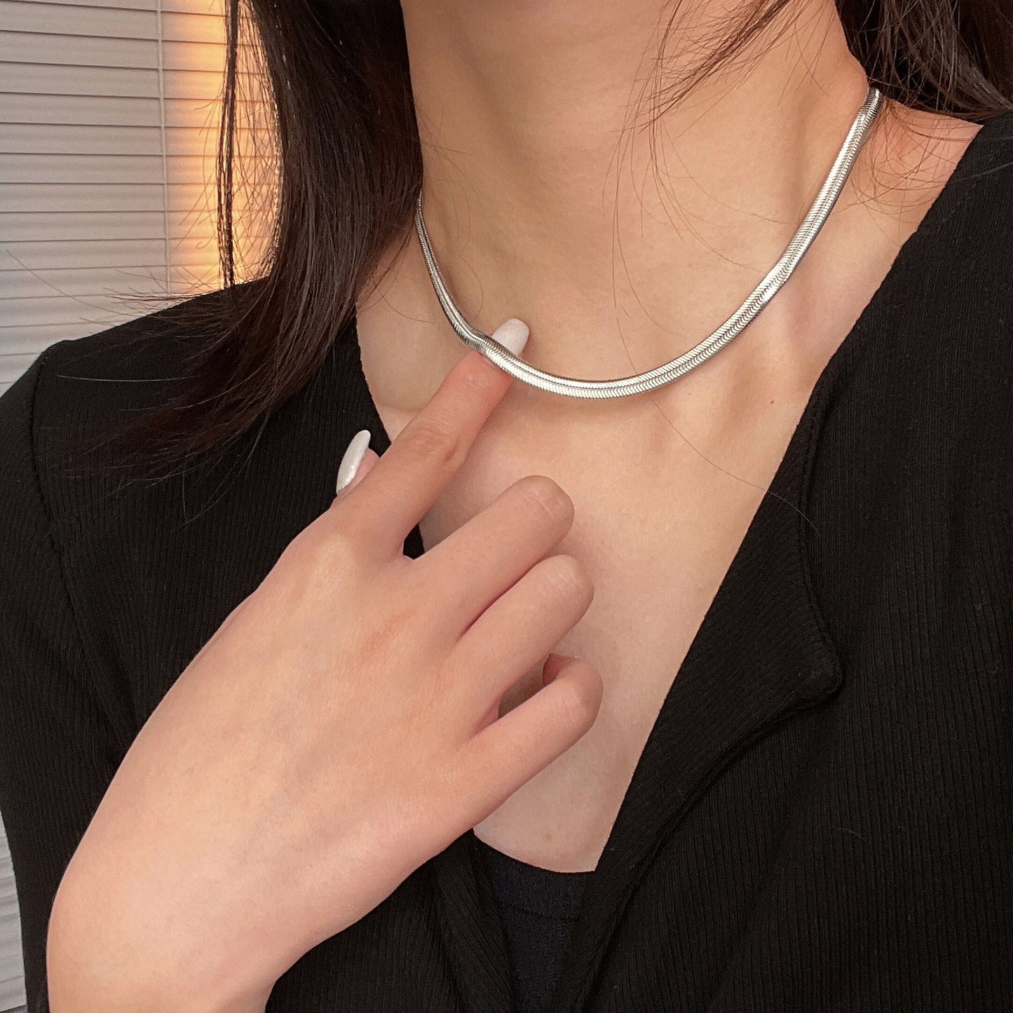 Os de serpent plat en argent sterling pour femmes pour colliers
