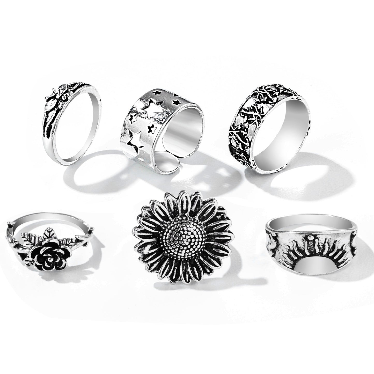 Attractive Bohemian Vintage Fashion Sunflower Suit Rings