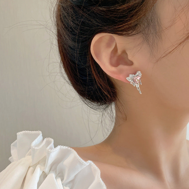 Damen-Ohrringe im Design Sier Needle Pink Love Style