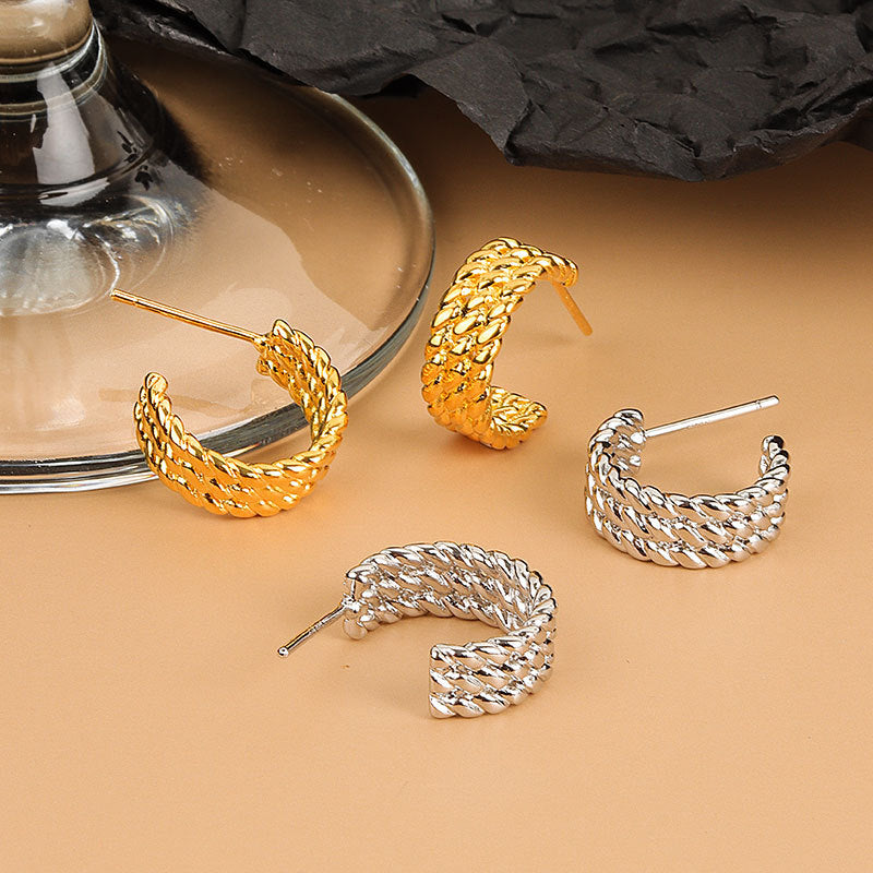 Korean Style Simple Elegant Twist Retro Earrings