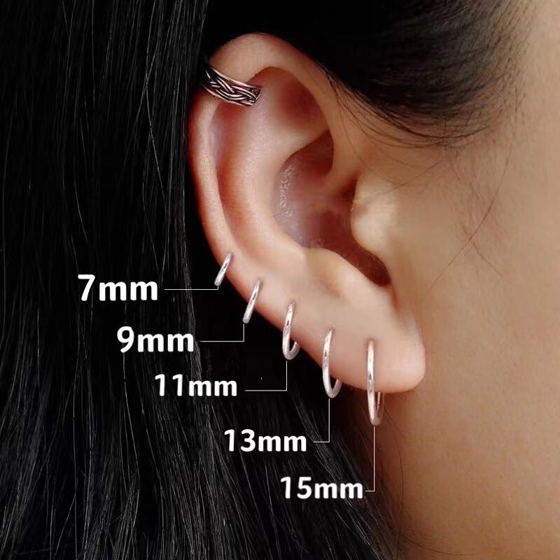 Women's Sier For Retro Mini Temperament Simple Small Ear Earrings