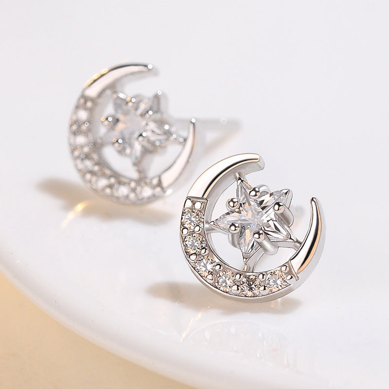 Female Fresh Diamond Moon Inlaid Zircon Rings