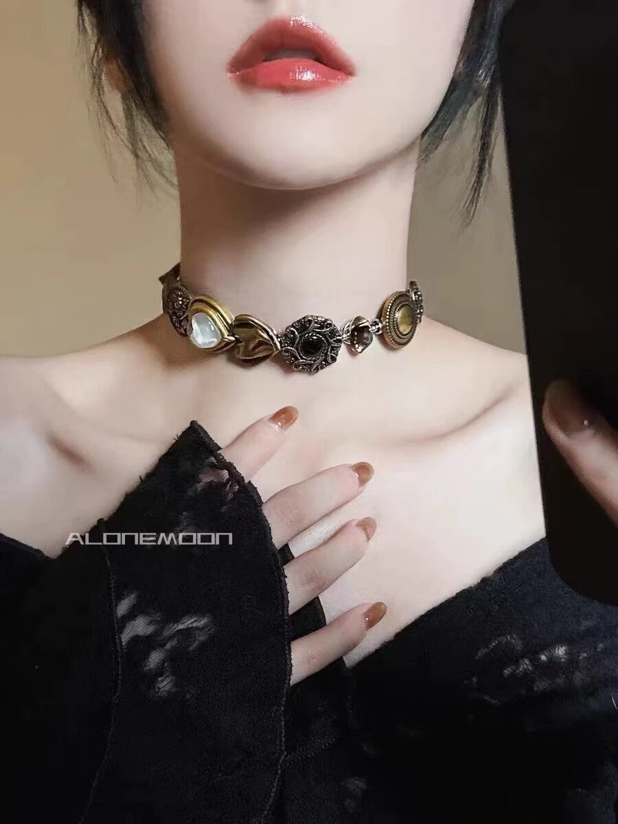 Colliers Vintage en acier titane Punk de Style chinois pour femmes