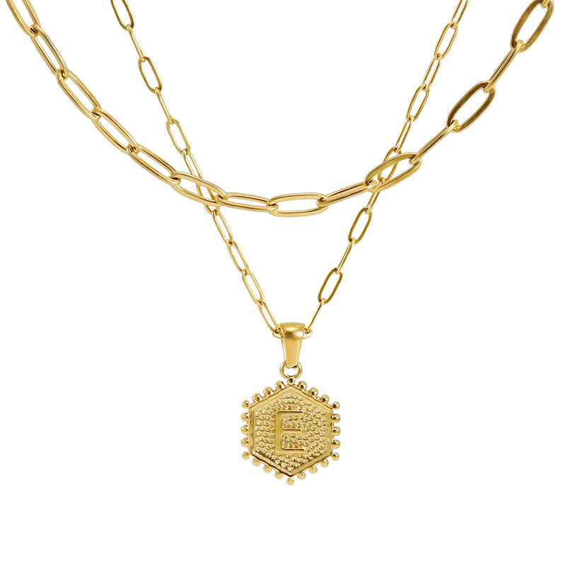 Women's Gold Combination Stainless Steel English Letter Necklaces