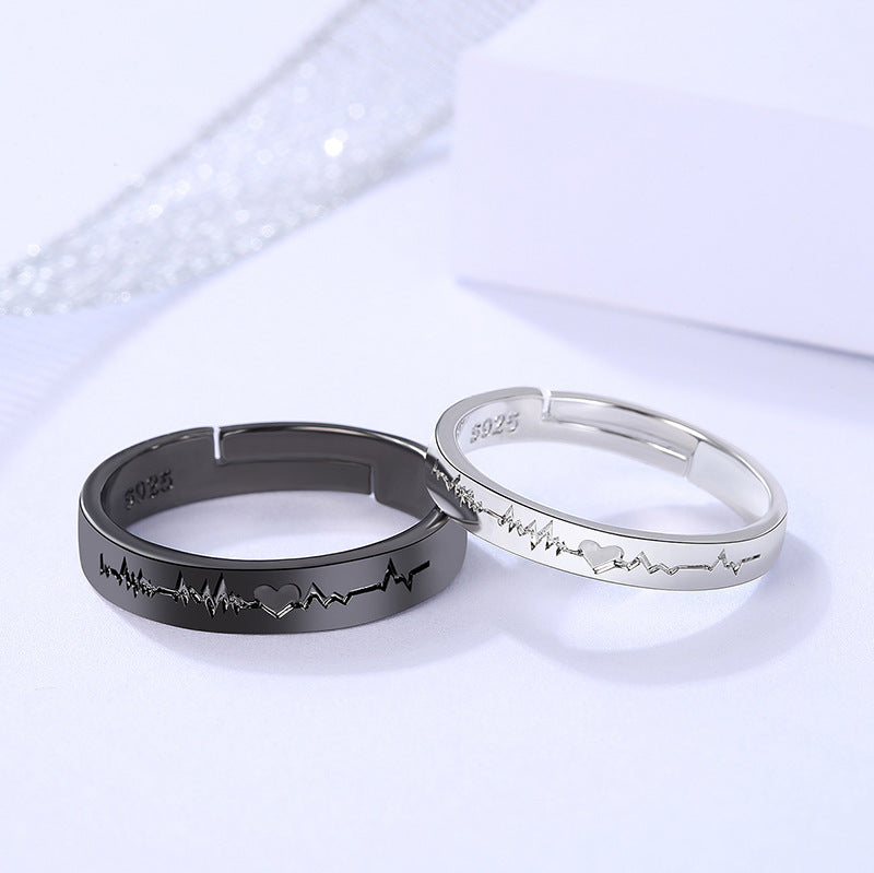 Women's & Men's & Black And White Ecg Open Rings
