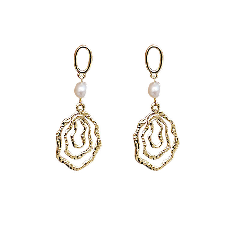 Women's Sier Needle Gold-plated Natural Freshwater Pearl Earrings
