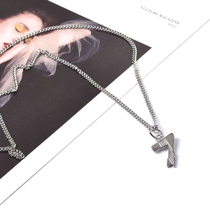 Women's & Men's & Number Pendant Titanium Steel And Necklaces