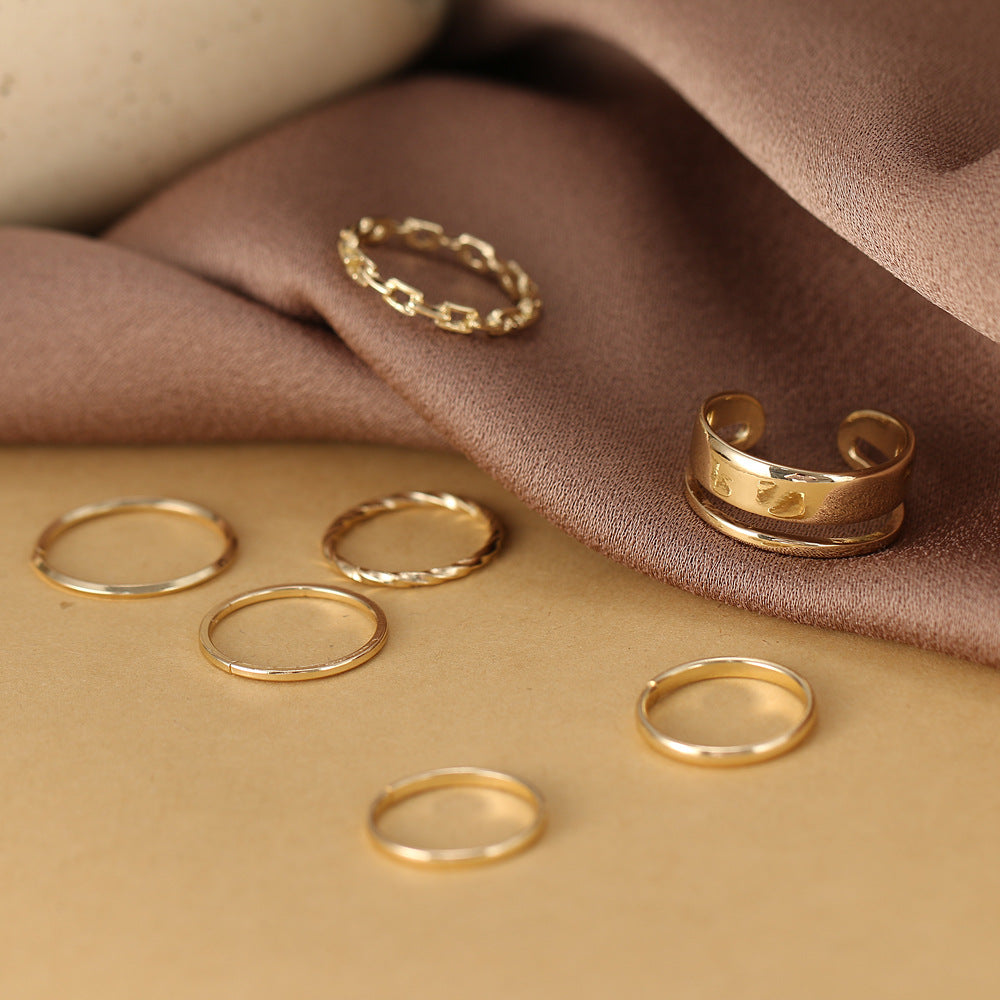 Simple Twin Style Chain Personality Suit Rings