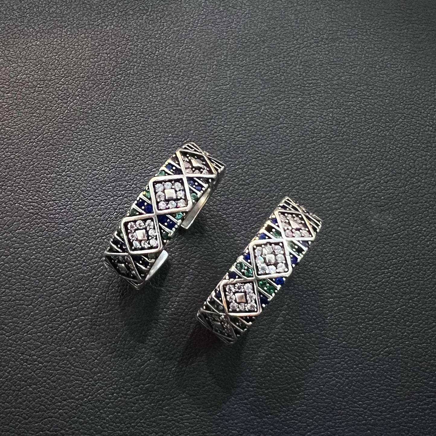 Zircon Pattern Vintage Open Female Light Luxury Minority Design Rings